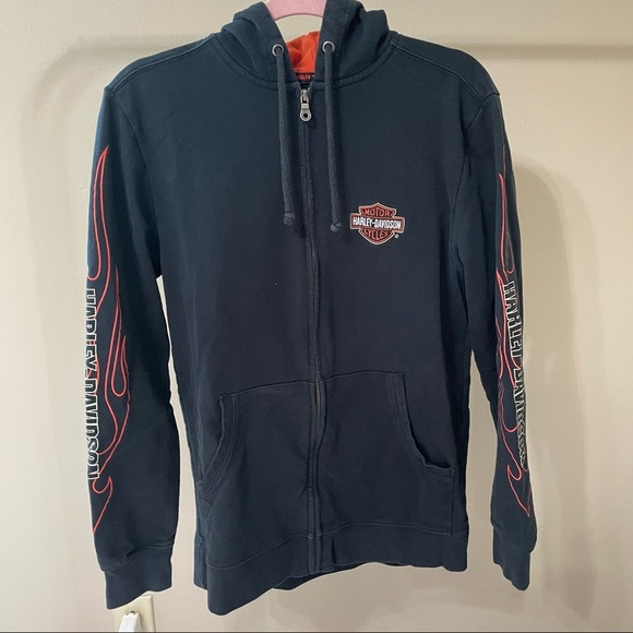 Harley-Davidson | Women's Black Embroidered Zip Up Hoodie Jacket Size Small - Picture 1 of 6